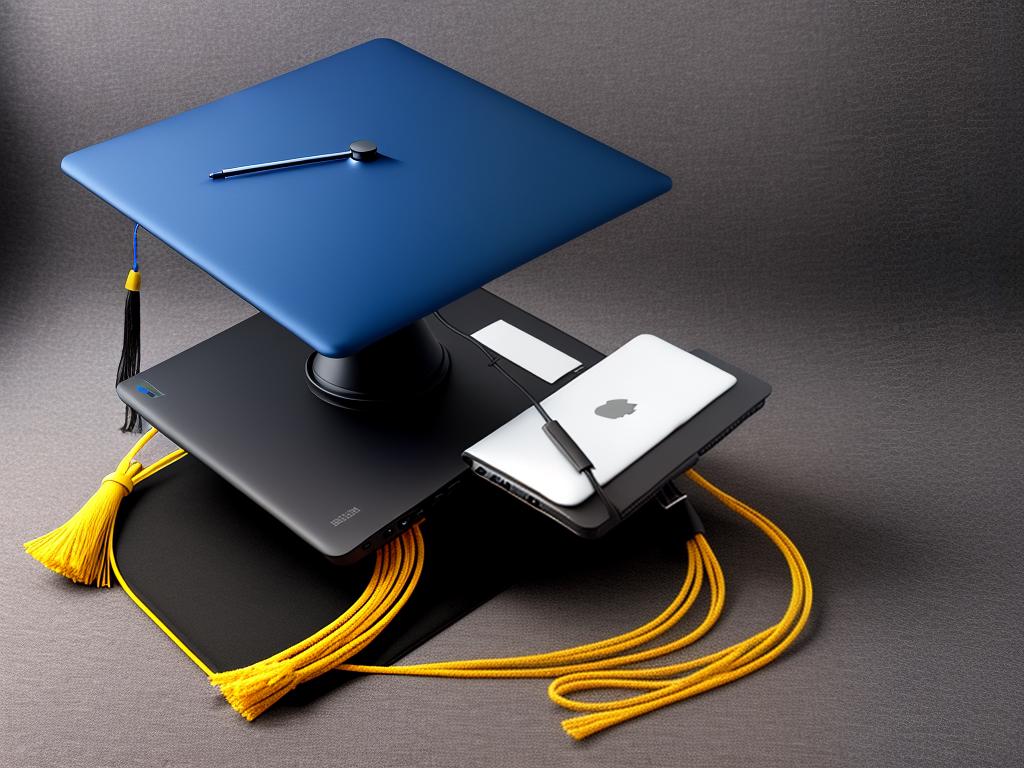A laptop with a graduation cap on it, representing finding reputable scholarship platforms