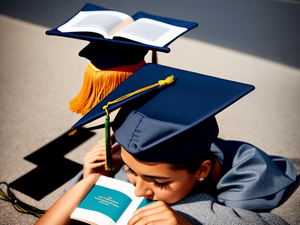 Image depicting a person reading a book with a graduation cap, representing the concept of understanding interest on student loans.