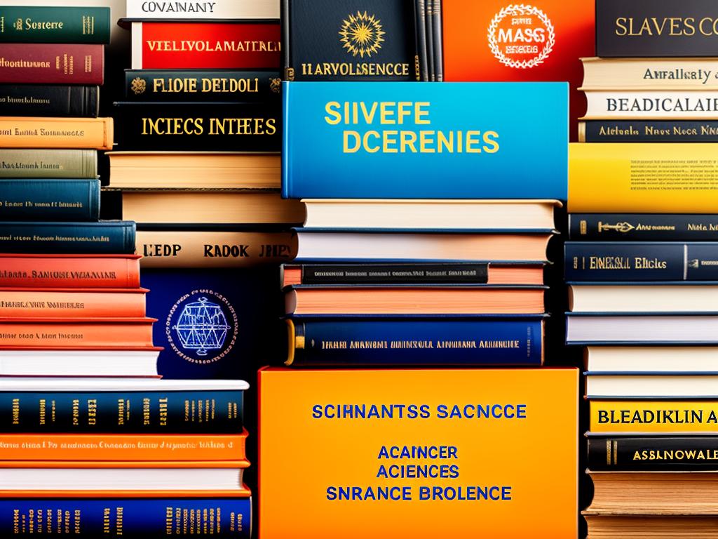 Image depicting five science-related books stacked on top of each other, representing the five hardest science degrees.