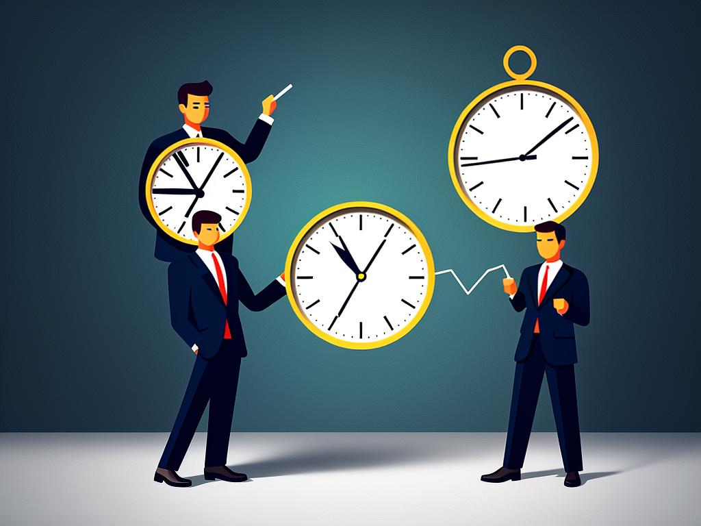 Illustration of a person holding a clock while juggling various tasks, representing the challenges of time management.